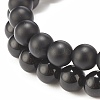 2Pcs 2 Style Synthetic Hematite & Black Stone & Natural Obsidian Stretch Bracelets Set with Cubic Zirconia Skull BJEW-JB08120-02-6