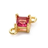 Brass Cubic Zirconia Rhombus Connector Charms KK-F894-12G-3