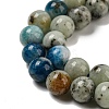 Natural Blue Azurite in Calcite Beads Strands G-NH0003-F01-01-4