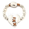 Alloy Splite Heart Beaded Bracelet BJEW-A143-01-2
