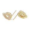 Teardrop Brass Micro Pave Clear Cubic Zirconia Stud Earring Findings KK-C107-13G-2