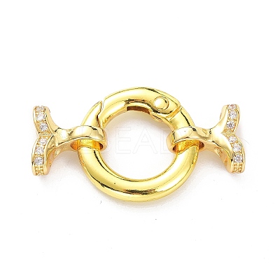 Brass Micro Pave Clear Cubic Zirconia Fold Over Clasps X-ZIRC-P085-02G-1