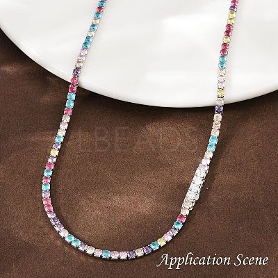 925 Sterling Silver Colorful Cubic Zirconia Chains STER-C016-02A-P01-1