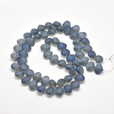 Frosted Electroplate Glass Shell Beads Strands X-EGLA-M002-B01-1