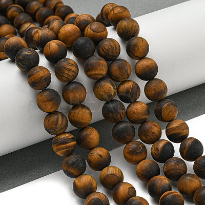 Frosted Natural Tiger Eye Beads Strands X-G-Q177-A01-01-1