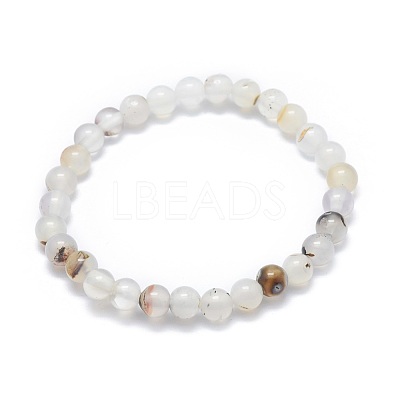 Natural Agate Bead Stretch Bracelets X-BJEW-K212-A-004-1