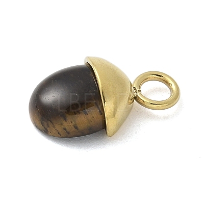 304 Stainless Steel Natural Tiger Eye Pendants STAS-L277-07G-01-1