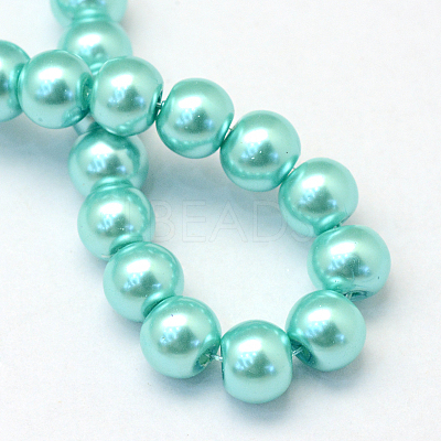 Baking Paint Pearlized Glass Pearl Round Bead Strands X-HY-Q003-6mm-65-1
