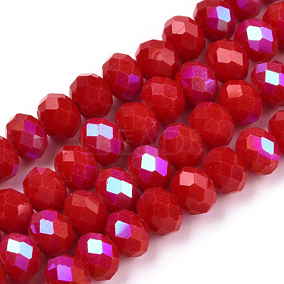 Electroplate Opaque Solid Color Glass Beads Strands EGLA-A034-P1mm-L21-1