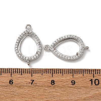 Teardrop Brass Micro Pave Clear Cubic Zirconia Connector Cabochon Settings KK-NH0007-01P-1