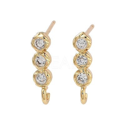Brass Micro Pave Cubic Zirconia Studs Earring Findings KK-K364-08G-1