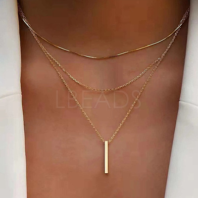 Alloy 3 Layer Necklaces for Women WG9523E-01-1