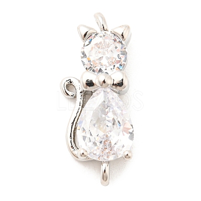 Brass Micro Pave Cubic Zirconia Kitten Links Connectors X1-ZIRC-G157-50P-1