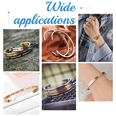 5Pcs 5 Colors Stainless Steel Open Cuff Bangles BJEW-UN0001-29-1