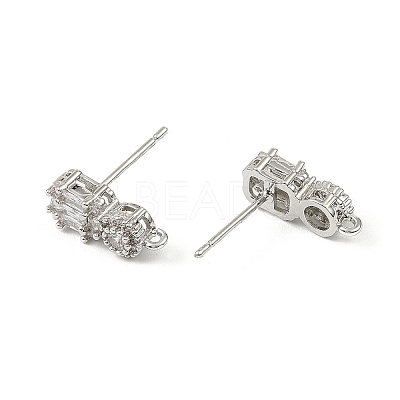Brass Micro Pave Clear Cubic Zirconia Stud Earring Findings LS-KK-C107-06P-1