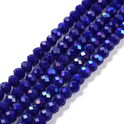 Electroplate Opaque Solid Color Glass Beads Strands EGLA-A034-P8mm-L12-1