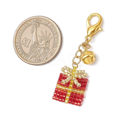 Christmas Gift Handmade Glass Seed Beads Pendant Decoraitons HJEW-MZ00350-01-1