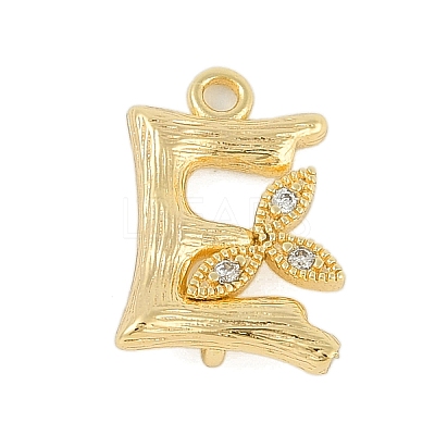 Brass Crystal Rhinestone Letter Links Connector Charms KK-S395-06G-E-1
