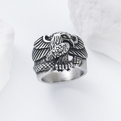 304 Stainless Steel Snake with Eagle Finger Rings for Men TH9949-1-1