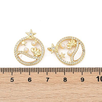Brass Micro Pave Cubic Zirconia Pendants KK-U058-31G-1