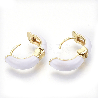 Brass Huggie Hoop Earrings EJEW-S209-01F-1