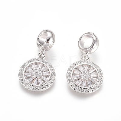 Brass Micro Pave Cubic Zirconia European Dangle Charms X-ZIRC-E163-19P-1