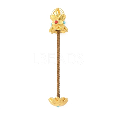 Lotus Shape Brass Screw Peg Bails KK-NH0008-06MG-1