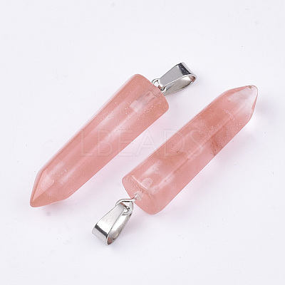 Cherry Quartz Glass Point Pendants G-R220-34N-1