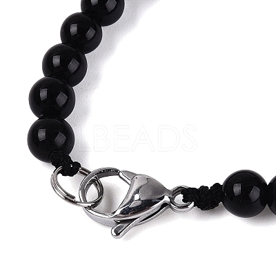 Natural Black Onyx(Dyed & Heated) Round & Cone Beaded Necklaces NJEW-N064-03B-1