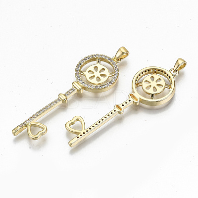 Brass Micro Pave Clear Cubic Zirconia Pendants KK-T062-27G-NF-1