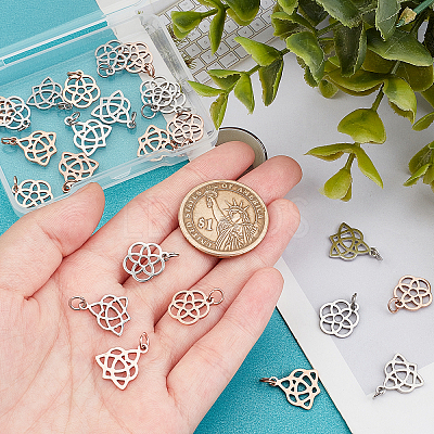 24Pcs 2 Style 304 Stainless Steel Pendants STAS-DC0006-77-1