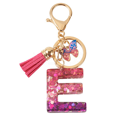 Alloy Resin Butterfly Keychains KEYC-TADJ0002-02G-E-1