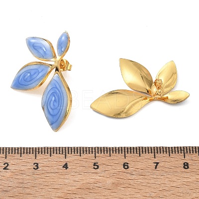 Leaf 304 Stainless Steel Enamel Stud Earrings SA-CBA46AF-24G-1