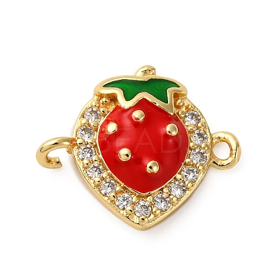 Brass Micro Pave Clear Cubic Zirconia Fruit Connector Charms KK-I276-15G-B01-1