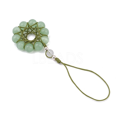 Cat Eye Flower Pendant Decorations HJEW-TA00419-04-1