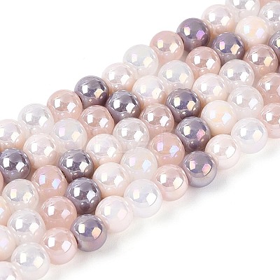 Electroplate Glass Beads Strands X-EGLA-N019-6mm-04-1