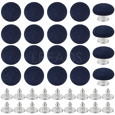 24Pcs Pure Cotton Covered Iron Buttons BUTT-BC0001-19A-1