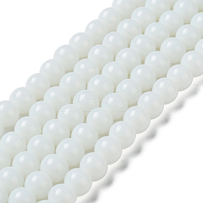 Opaque Solid Color Glass Round Beads Strands GLAA-F032-8mm-01-1