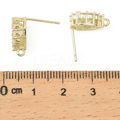 Teardrop Brass Micro Pave Clear Cubic Zirconia Stud Earring Findings KK-C107-13G-1