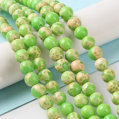 Synthetic Imperial Jasper Dyed Beads Strands G-D077-A01-01H-1