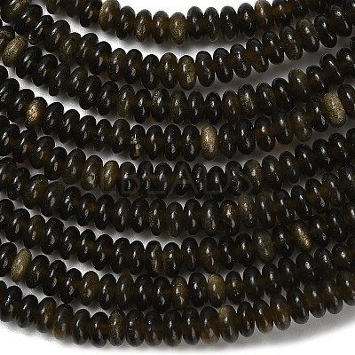 Natural Golden Sheen Obsidian Beads Strands G-L635-A11-4x2mm-01-1