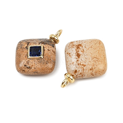Natural Picture Jasper Pendants KK-B157-42A-03-1