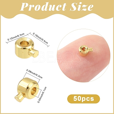 50Pcs Brass Crimp Beads KK-YW0003-69G-1
