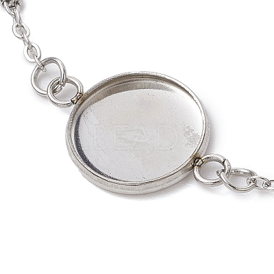 304 Stainless Steel Round Cabochon Setting Bracelets BJEW-JB11091-02-1