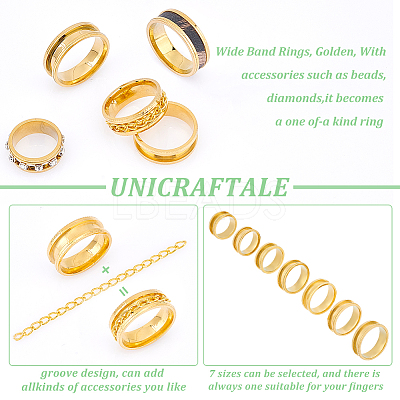 14pcs 7 size Unisex Stainless Steel Grooved Finger Ring Sets RJEW-UN0002-65G-1