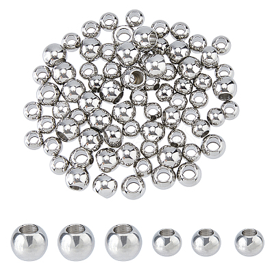 2 Style 304 Stainless Steel European Beads STAS-DC0015-67-1