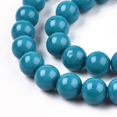 Opaque Solid Color Glass Beads Strands X-GLAA-T032-P8mm-13-1