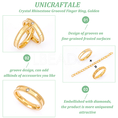 12Pcs Crystal Rhinestone Grooved Finger Ring RJEW-UN0002-46G-1
