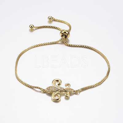 Adjustable Brass Micro Pave Cubic Zirconia Bolo Bracelets BJEW-F296-21G-1