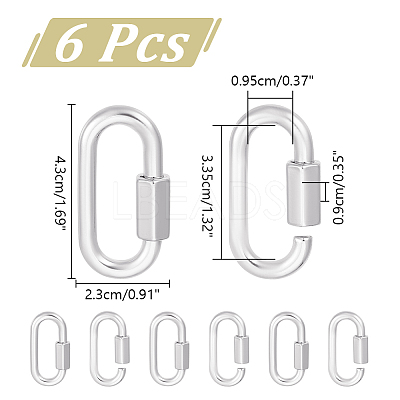6Pcs Alloy Screw Carabiner Lock Charms FIND-UN0003-31P-1